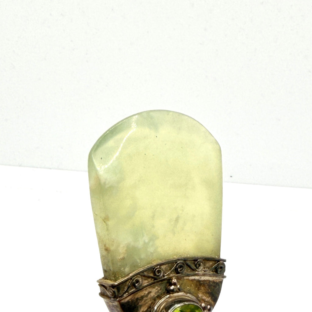 Vintage Y2K Signed Sajen Green Sterling Stone Peridot Pendant