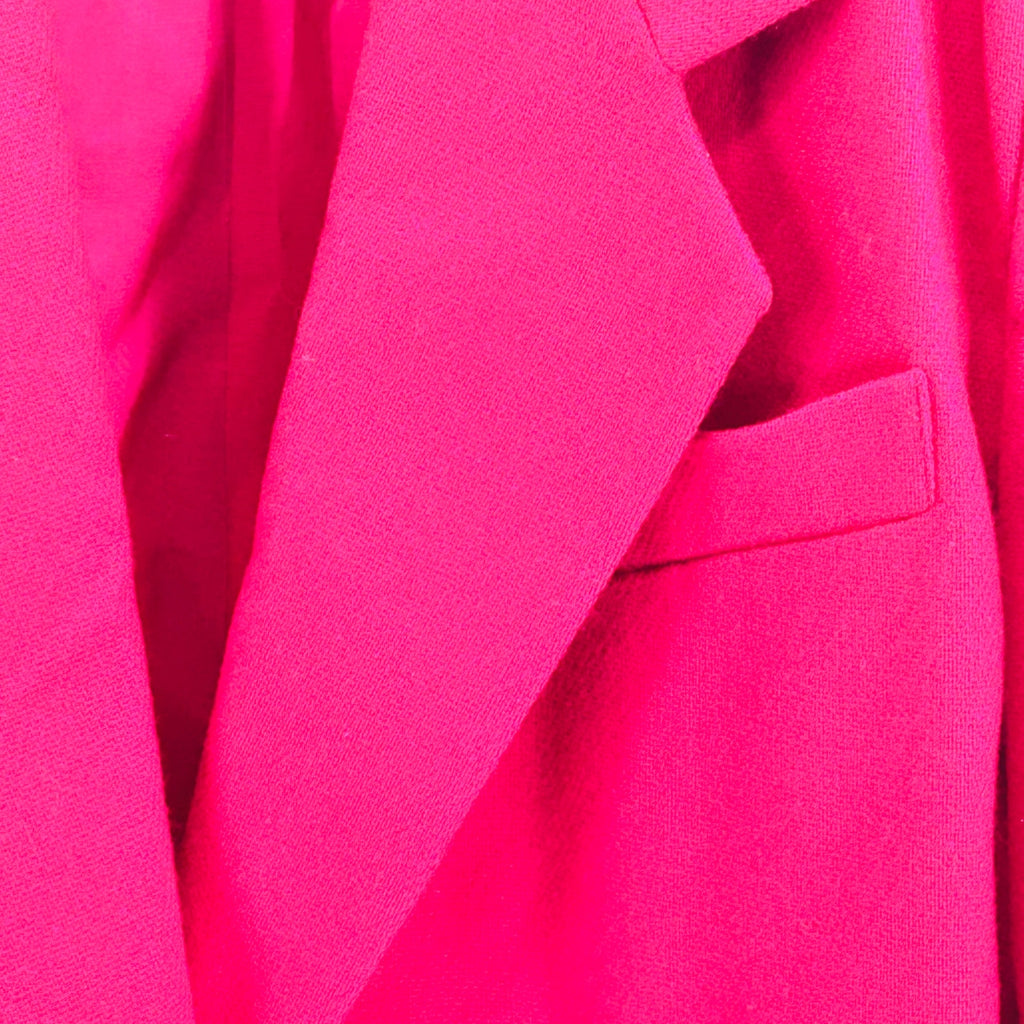 Vintage 90s Oleg Cassini Wool Hot Pink Minimalist Gold Button Power Blazer