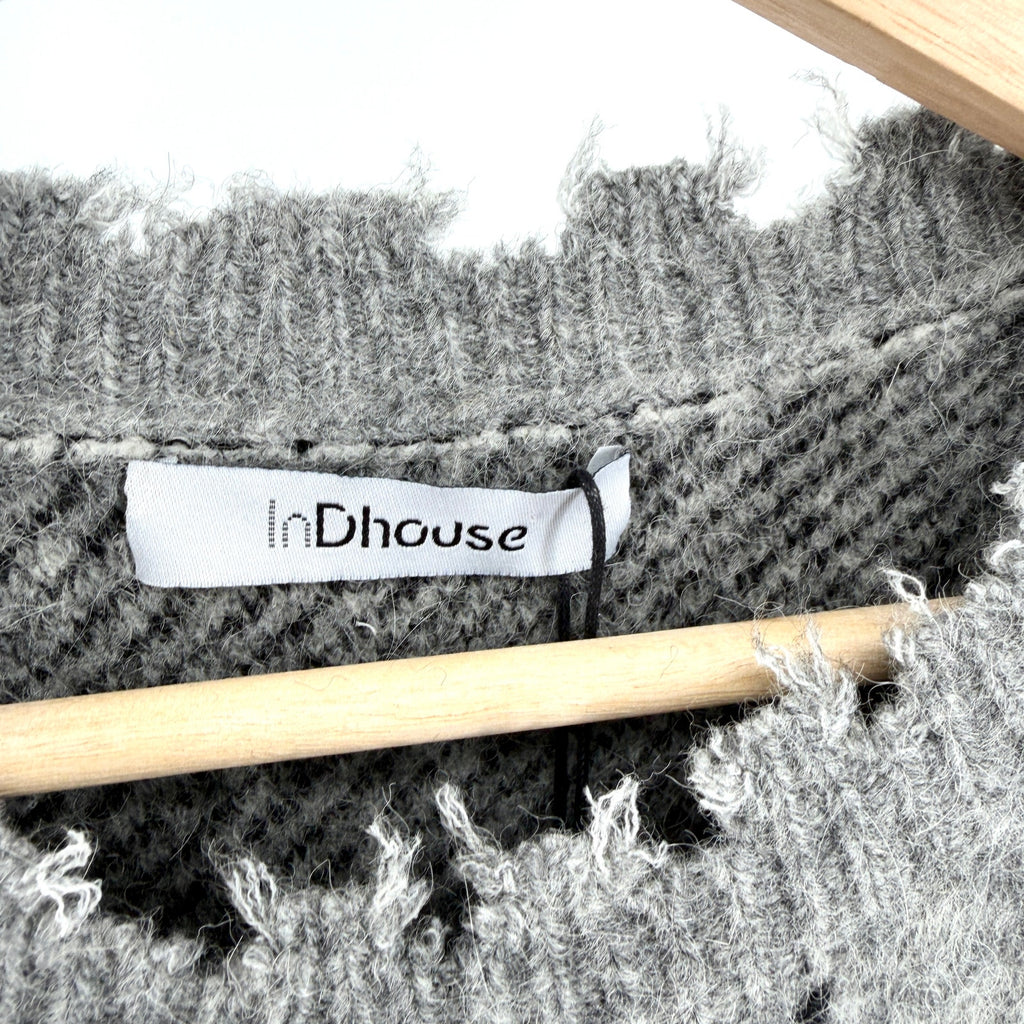 InDhouse Gray White Black Abstract Deconstructed Pullover Sweater