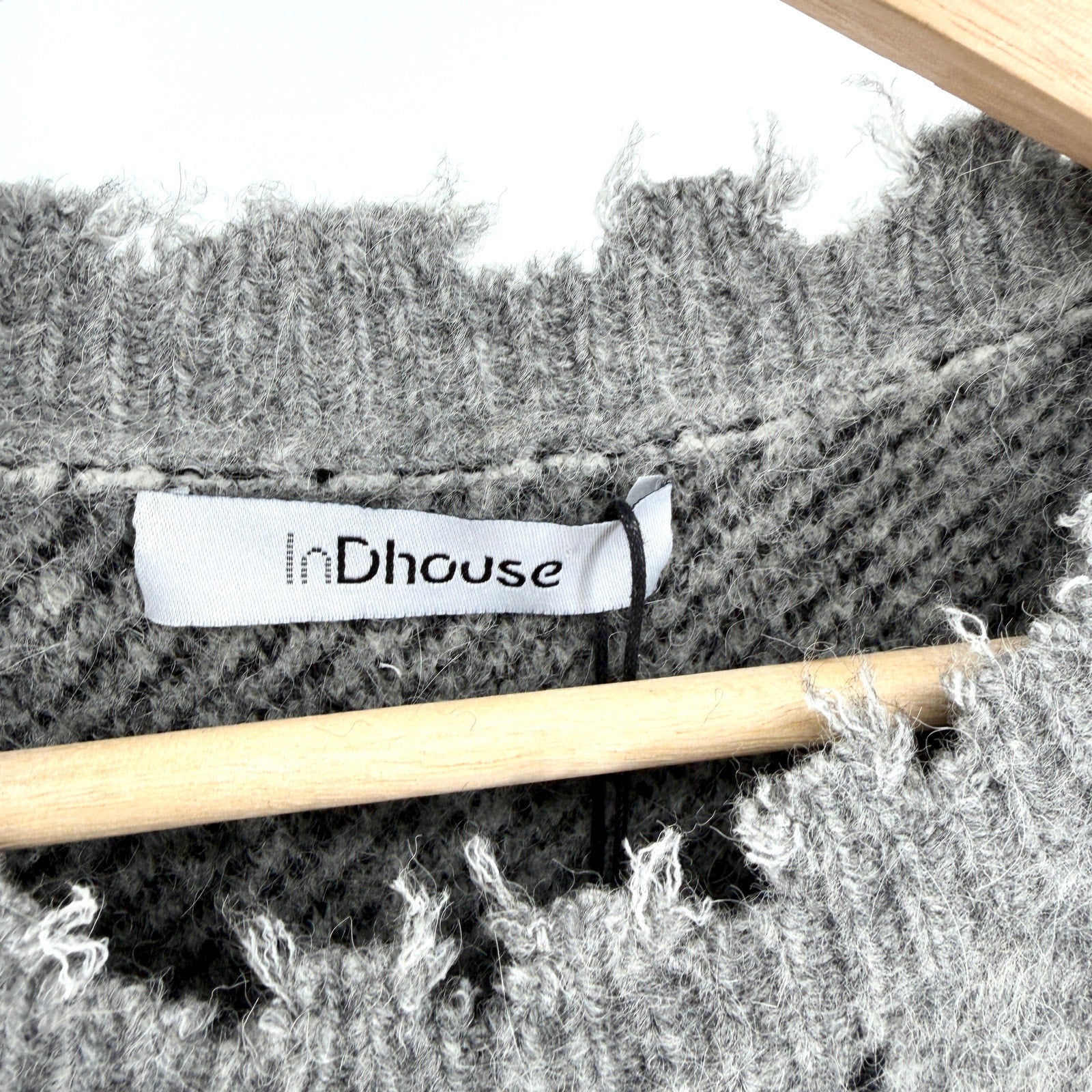 InDhouse Gray White Black Abstract Deconstructed Pullover Sweater