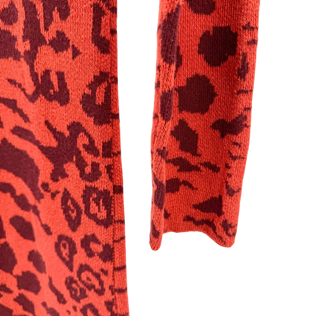 Scalpers Brick Red Animal Print Bodycon Maxi Sweater Dress