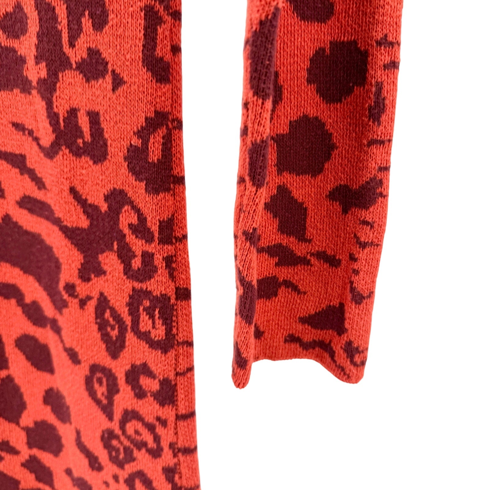 Scalpers Brick Red Animal Print Bodycon Maxi Sweater Dress