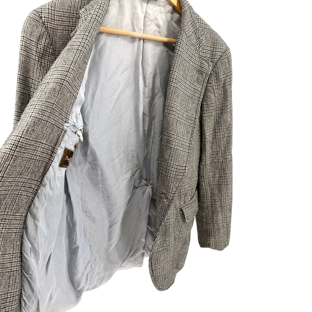Vintage 80s Paul Stuart Tan Black Check Preppy Sharp Tailoring Blazer Jacket