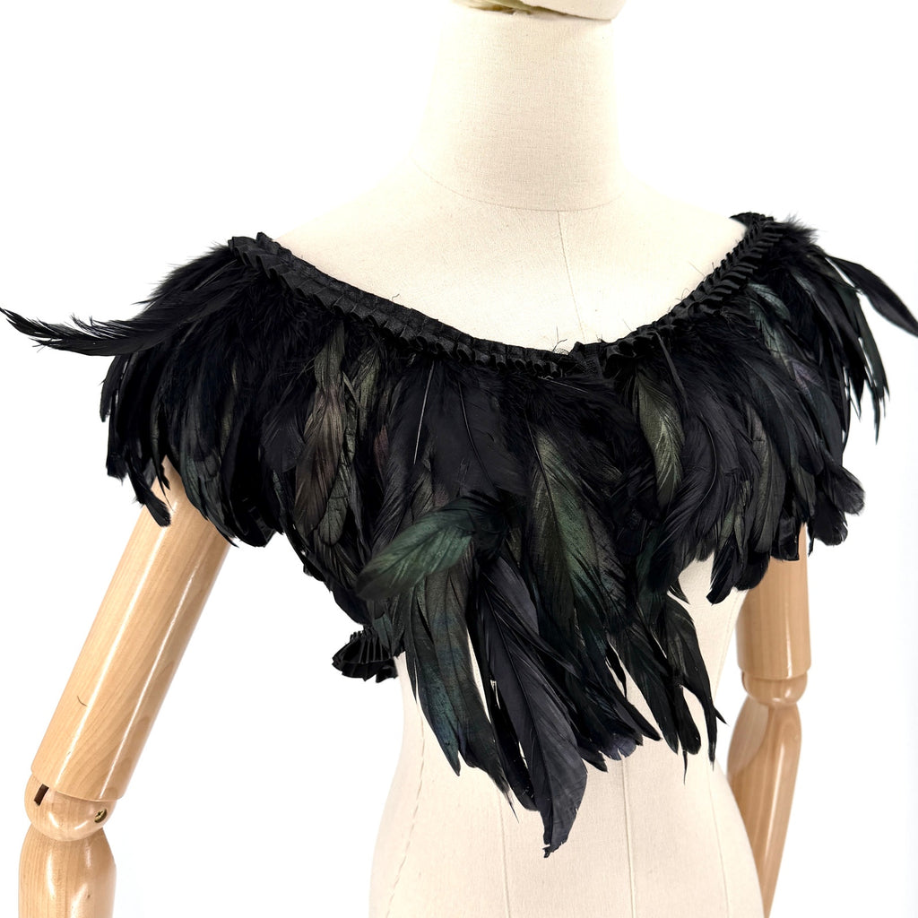 Be Wicked Black Genuine Feather Cropped Shrug Bolero Capelet