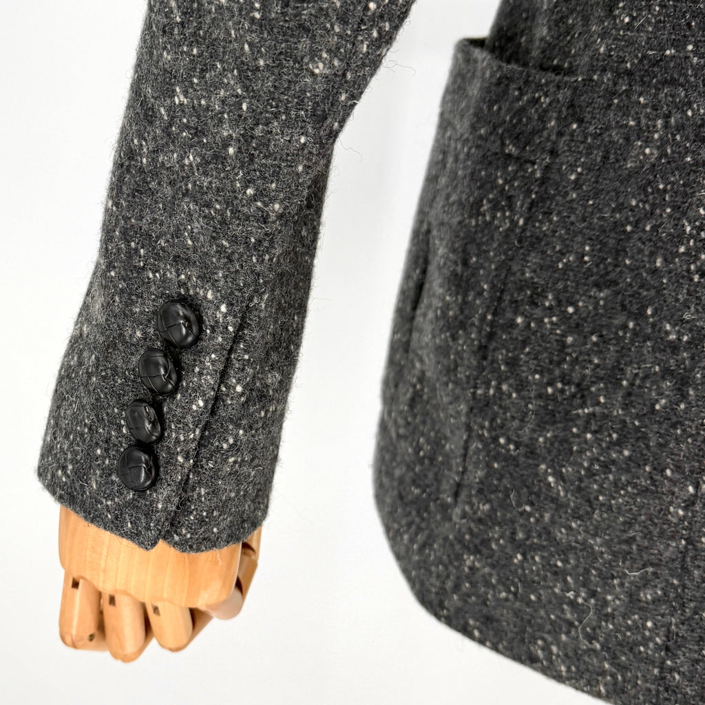 Vintage 90s Lauren Ralph Lauren Gray Speckled 100% Wool Academic Patch Blazer