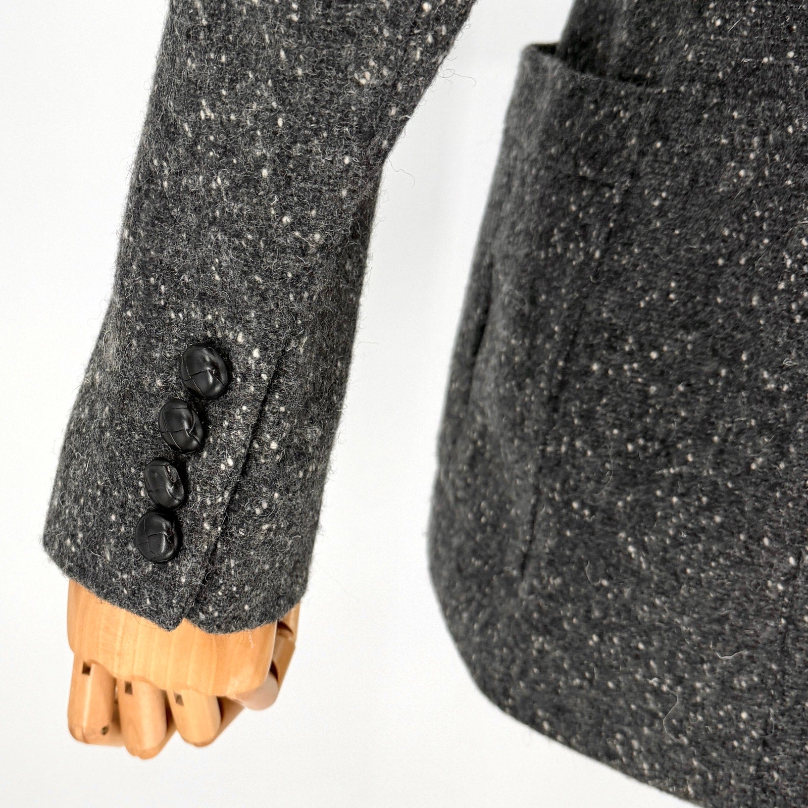 Vintage 90s Lauren Ralph Lauren Gray Speckled 100% Wool Academic Patch Blazer
