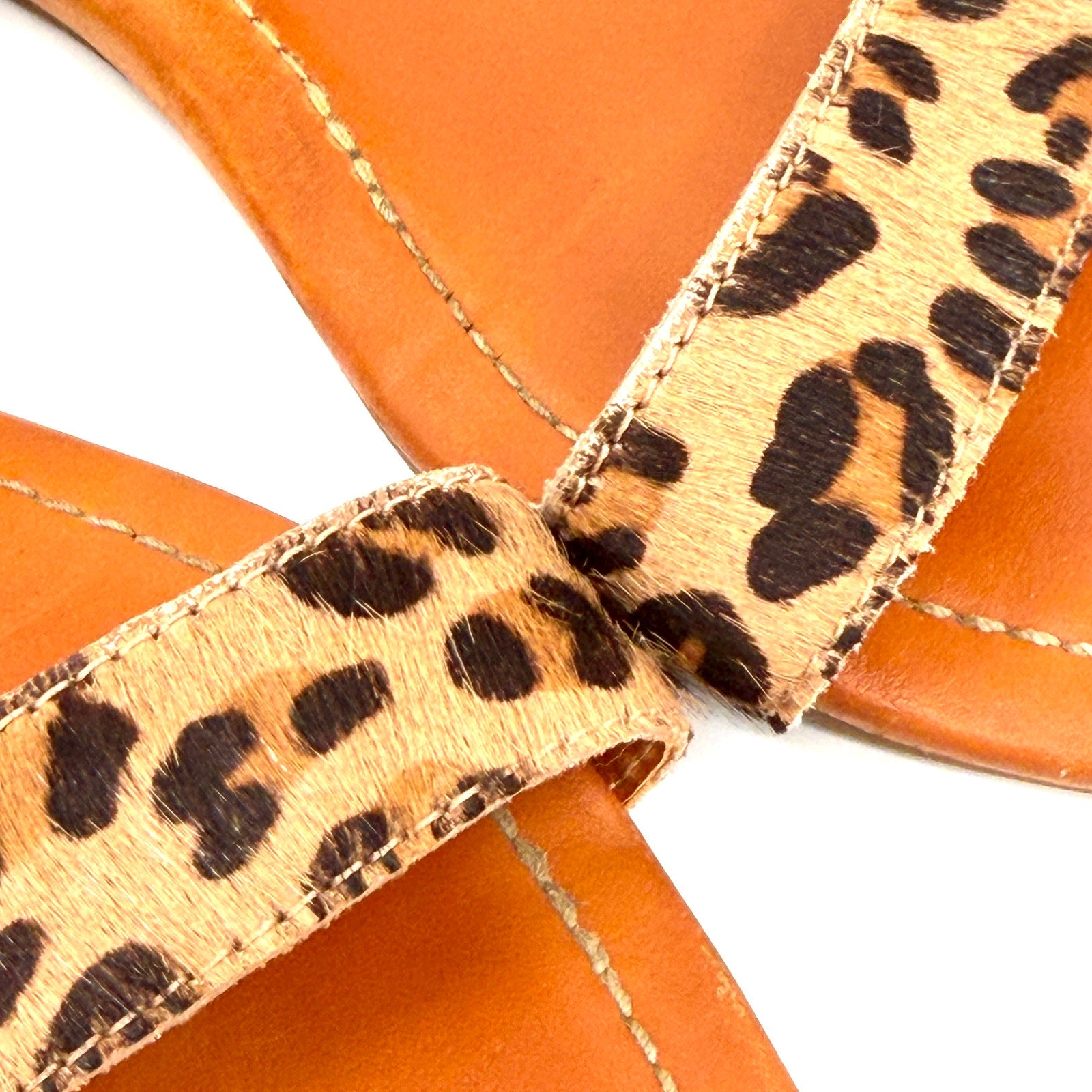 UGG Black Leopard Calf Hair Leather Strappy Sandals