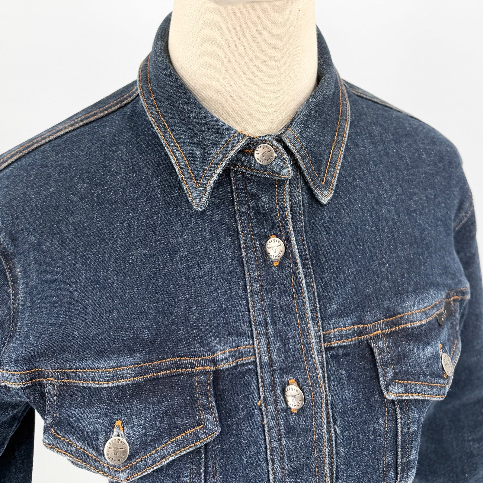 Vintage 90s Sergio Valente Blue Denim Bodycon Midi Dress
