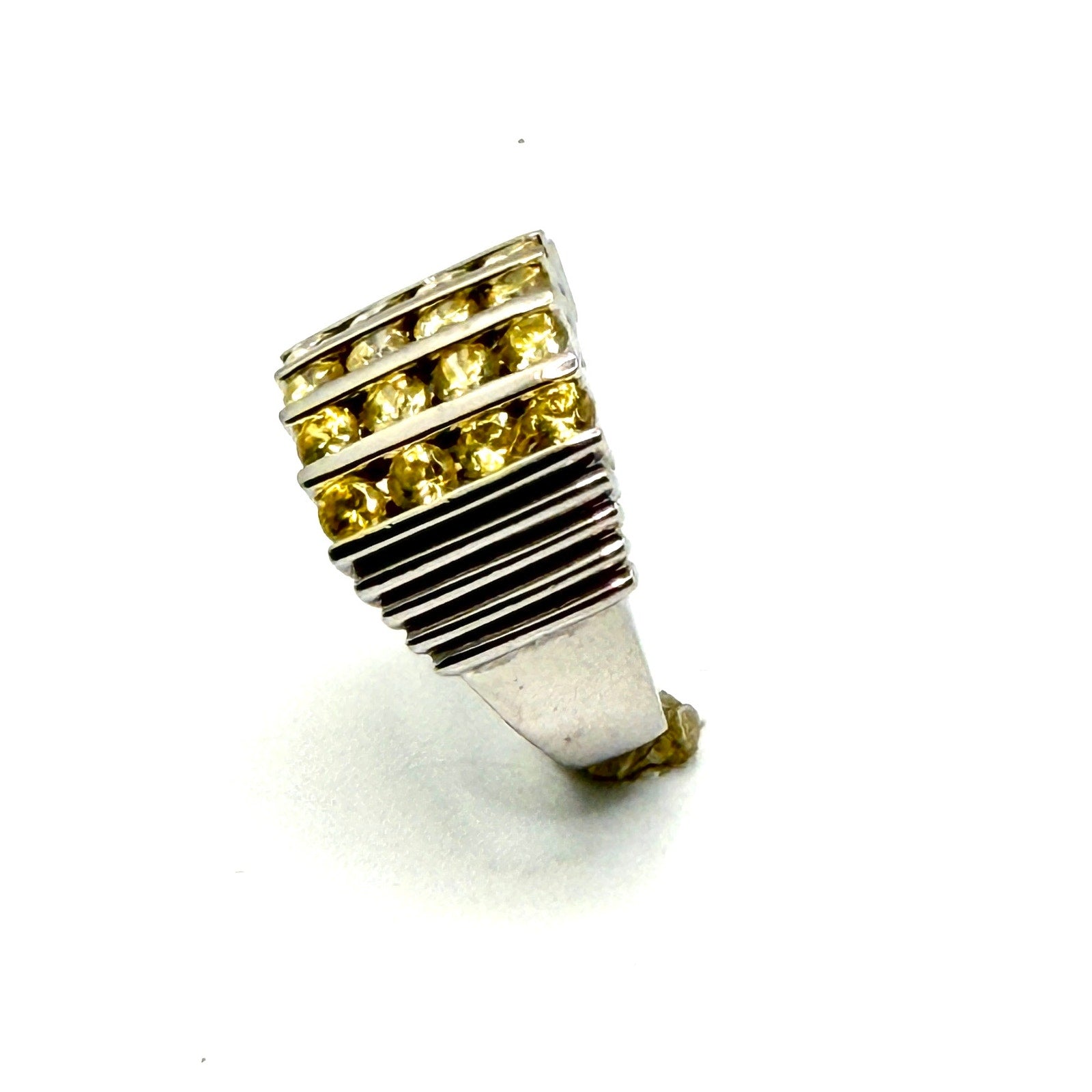 Vintage Y2K Sterling Silver Stamped Yellow Citrine Solitaire Bezel Ring
