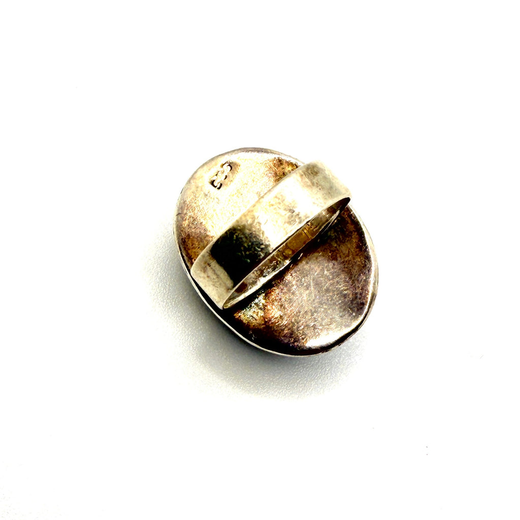 Vintage 90s Sterling Silver Large Oval Star Ruby Cabochon Statement Ring