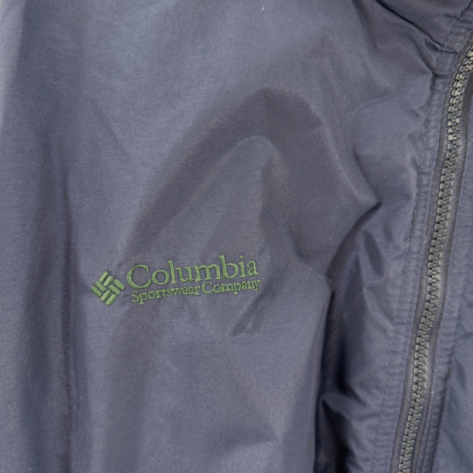 Vintage 90s Columbia Navy Blue Fleece Lined Zip Up Bomber Jacket