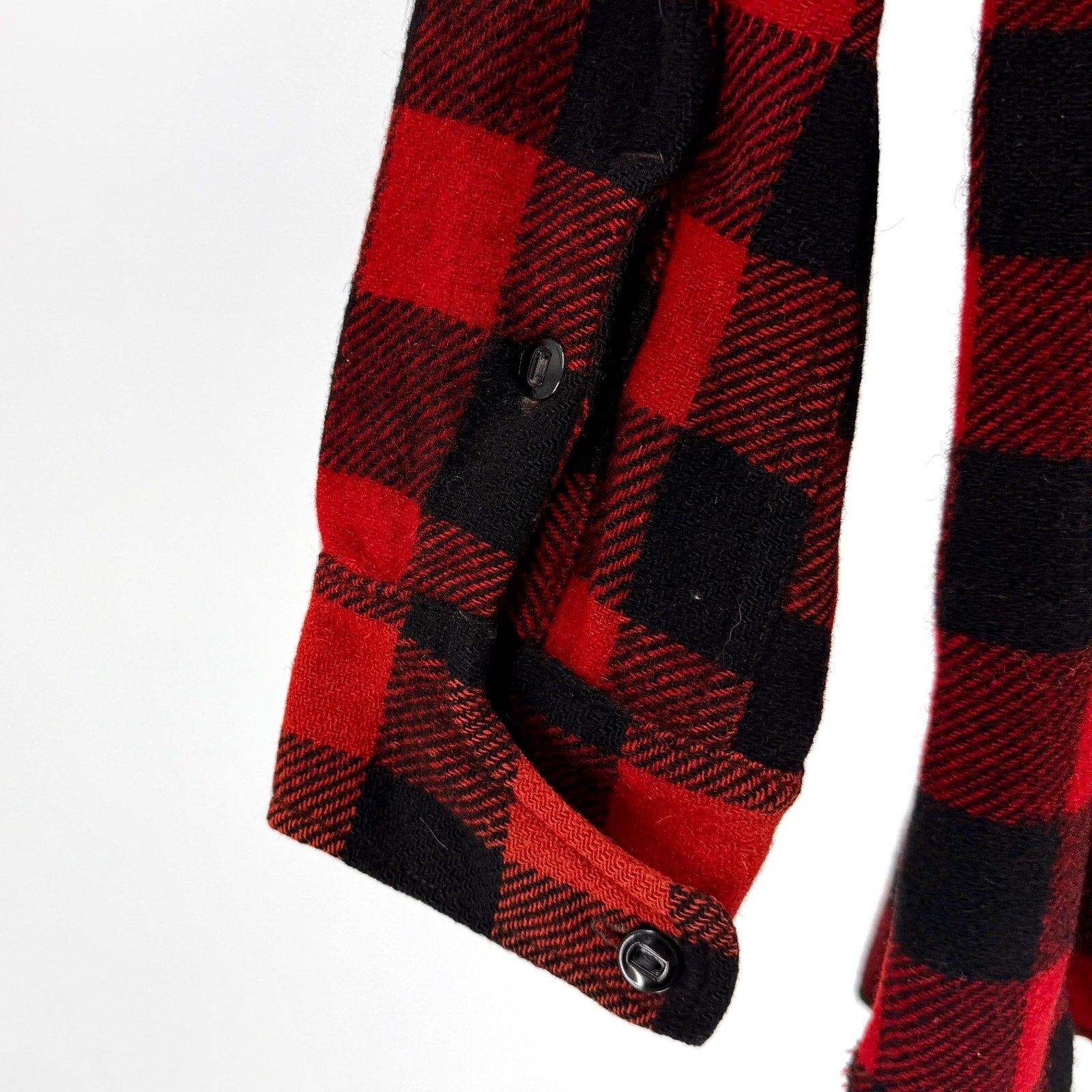 Vintage 60s 70s Red Buffalo Plaid Half-Zip 100% Wool Tunic Shirt