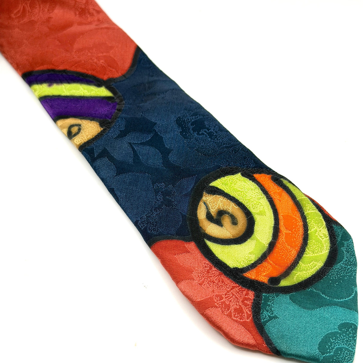 Vintage 90s Robert Daskal Silk Multicolor Billiards Pool Novelty Necktie