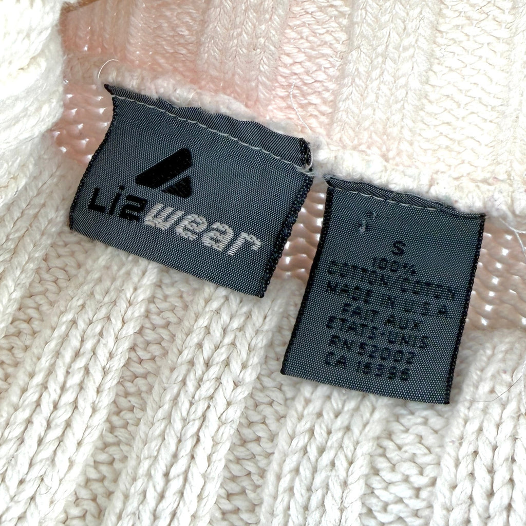 Vintage 80s Lizwear Liz Claiborne Cream Striped Ski Turtleneck Sweater