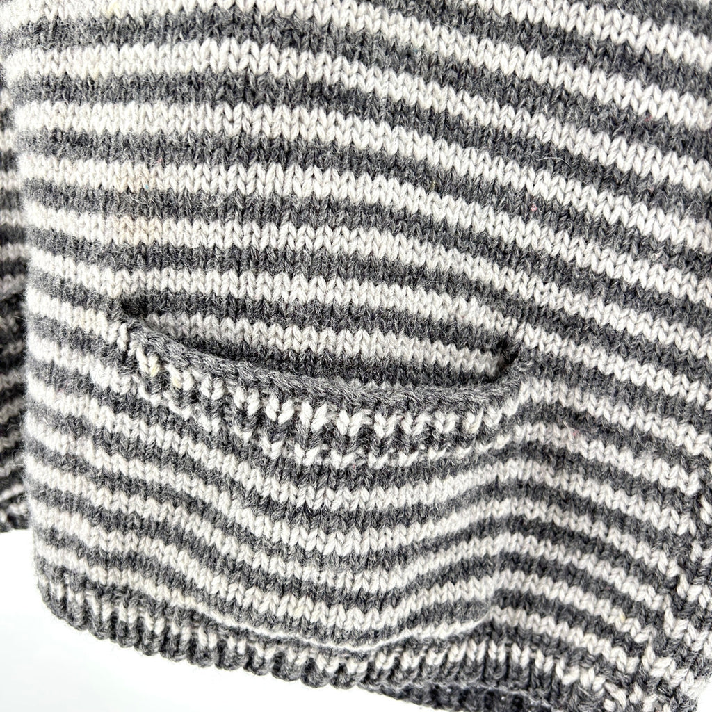 Vintage 90s Mitsuba Gray Striped 100% Wool Minimalist Sweater