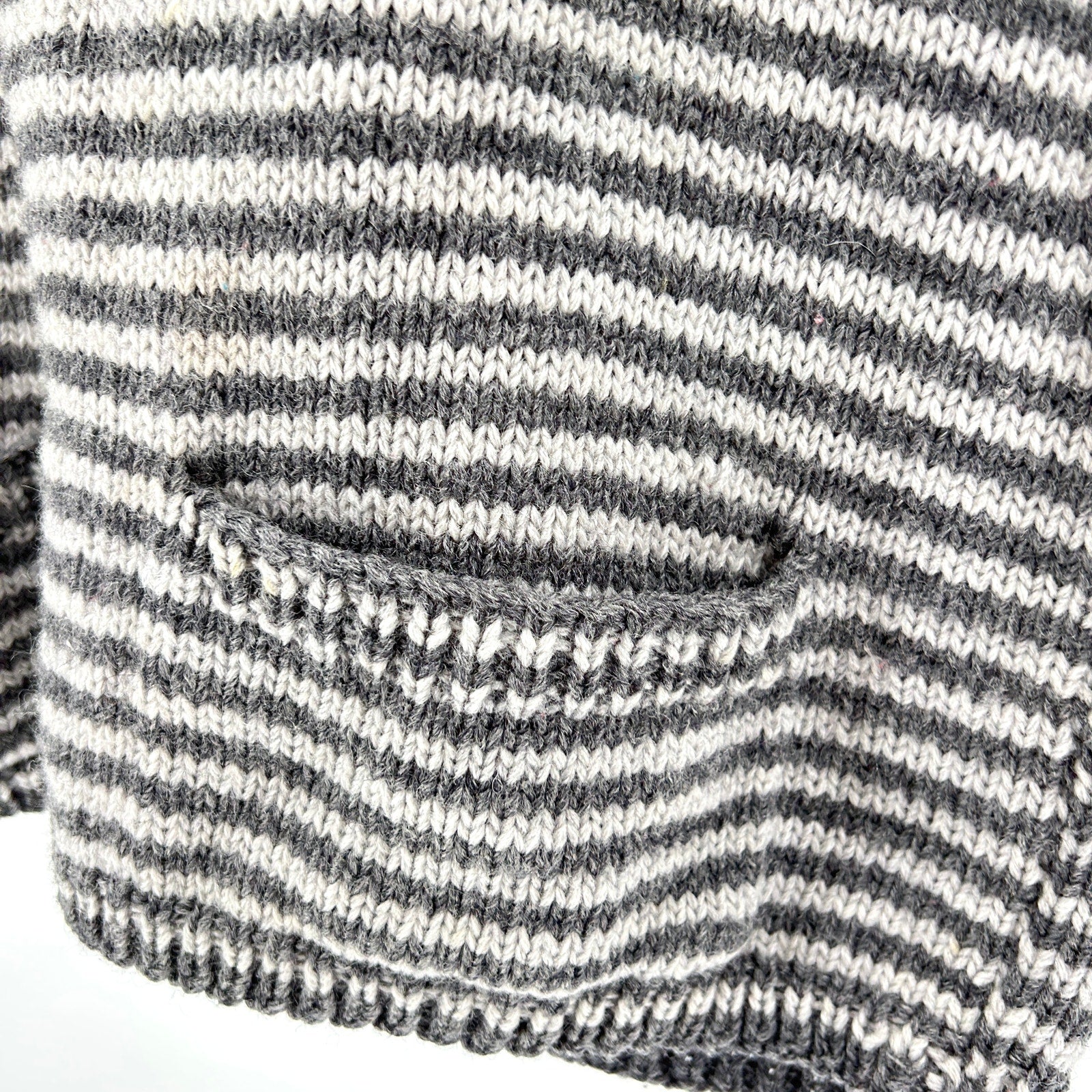 Vintage 90s Mitsuba Gray Striped 100% Wool Minimalist Sweater