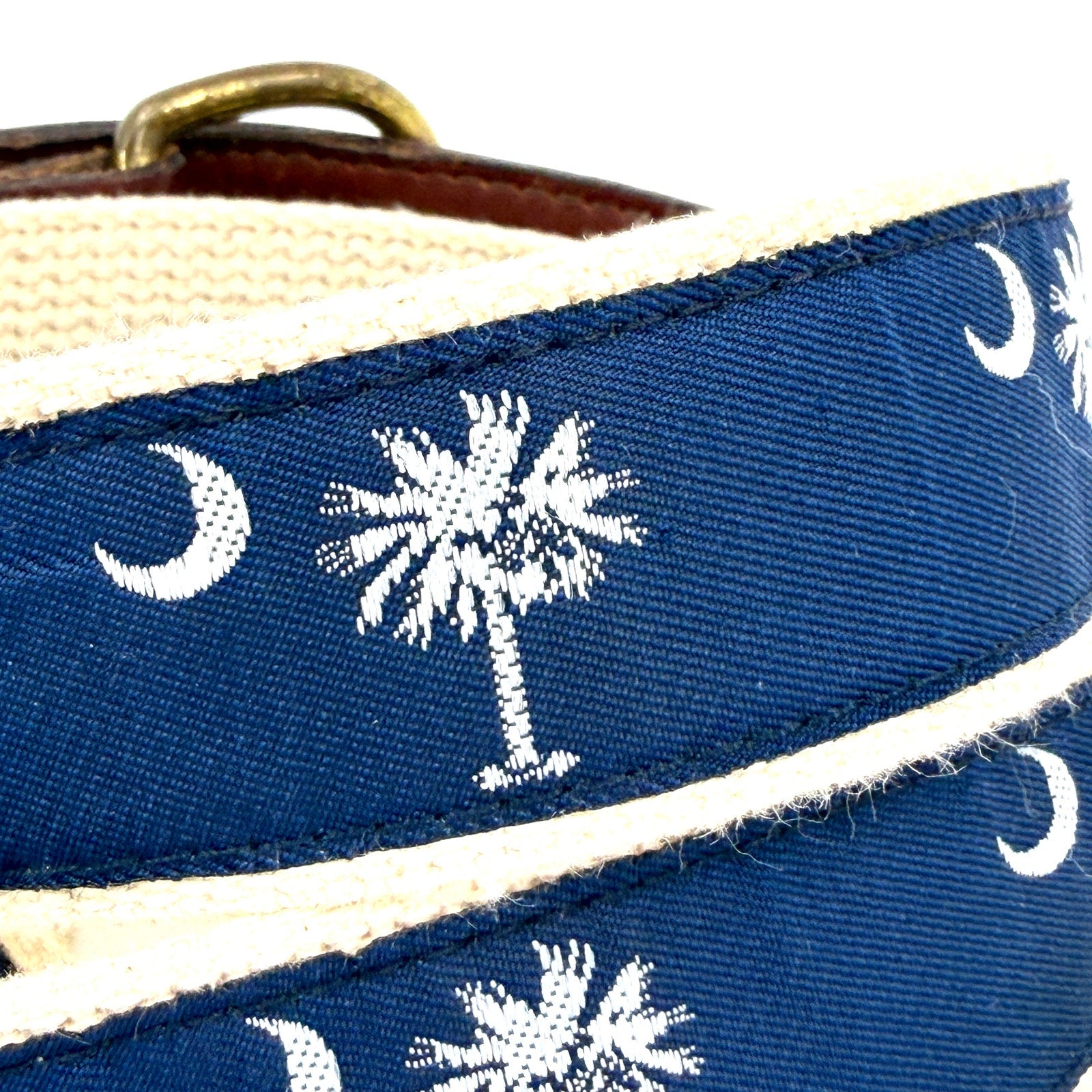 Vintage 90s Barrons Hunter Navy Blue South Carolina Palmetto Khaki Webbing Belt