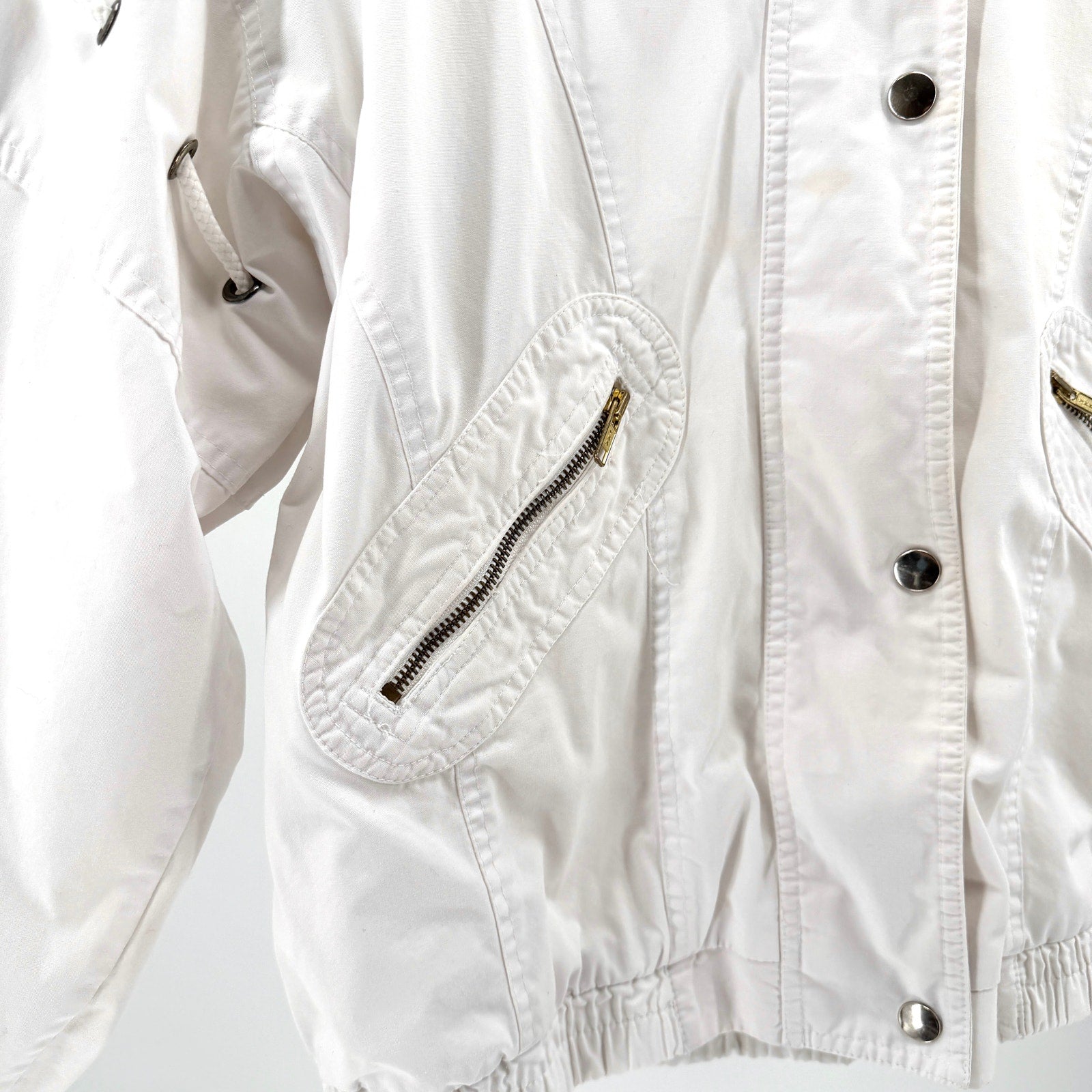Vintage 90s PAO Originals White Sporty Drawstring Windbreaker Jacket