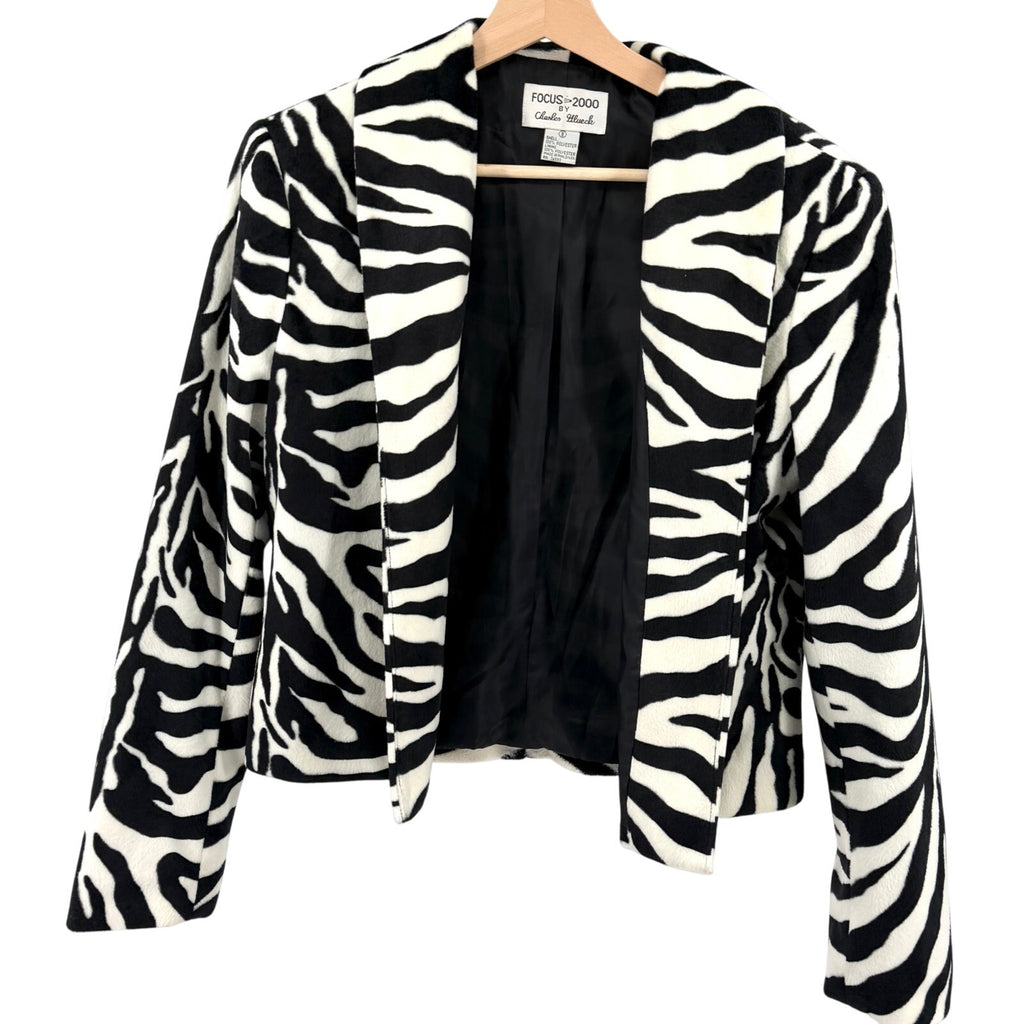 Vintage 90s Focus 2000 Charles Glueck Black White Zebra Mini Skirt Suit Set