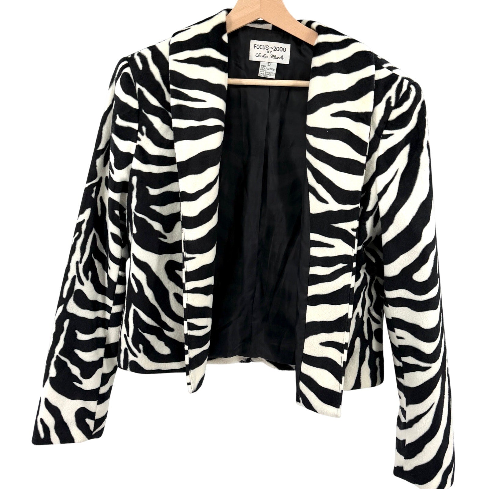 Vintage 90s Focus 2000 Charles Glueck Black White Zebra Mini Skirt Suit Set