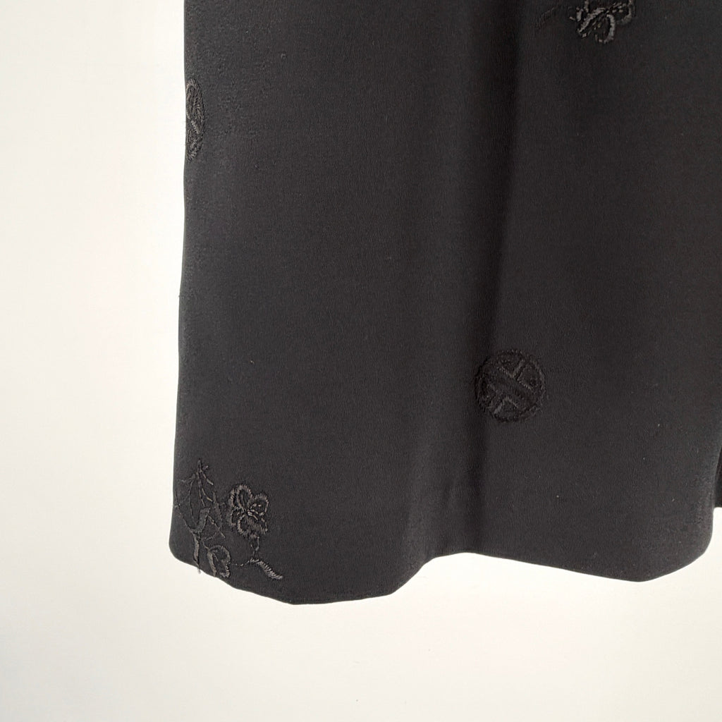 Vintage 90s CDC Petites Black Embroidered Chinese Medallion Mini Dress
