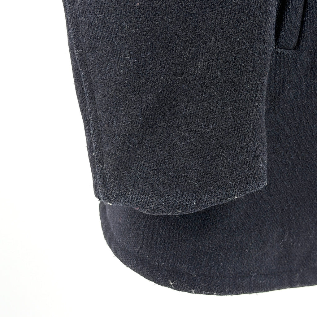 Vintage 70s Alexander's Navy Blue Double Breasted Quilted Wool Pea Coat