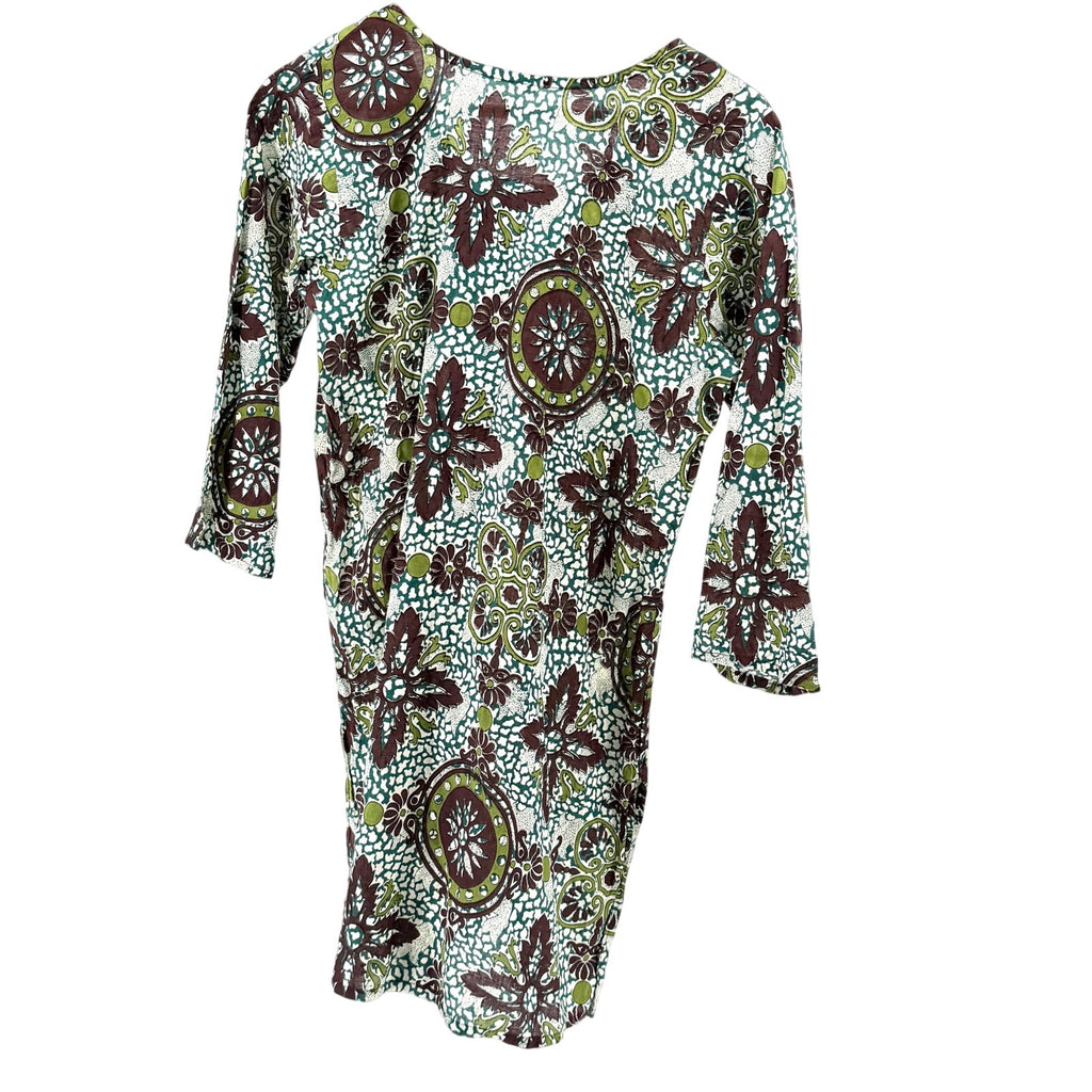 Green Maroon 100% Cotton Floral Embroidered Kurta Tunic