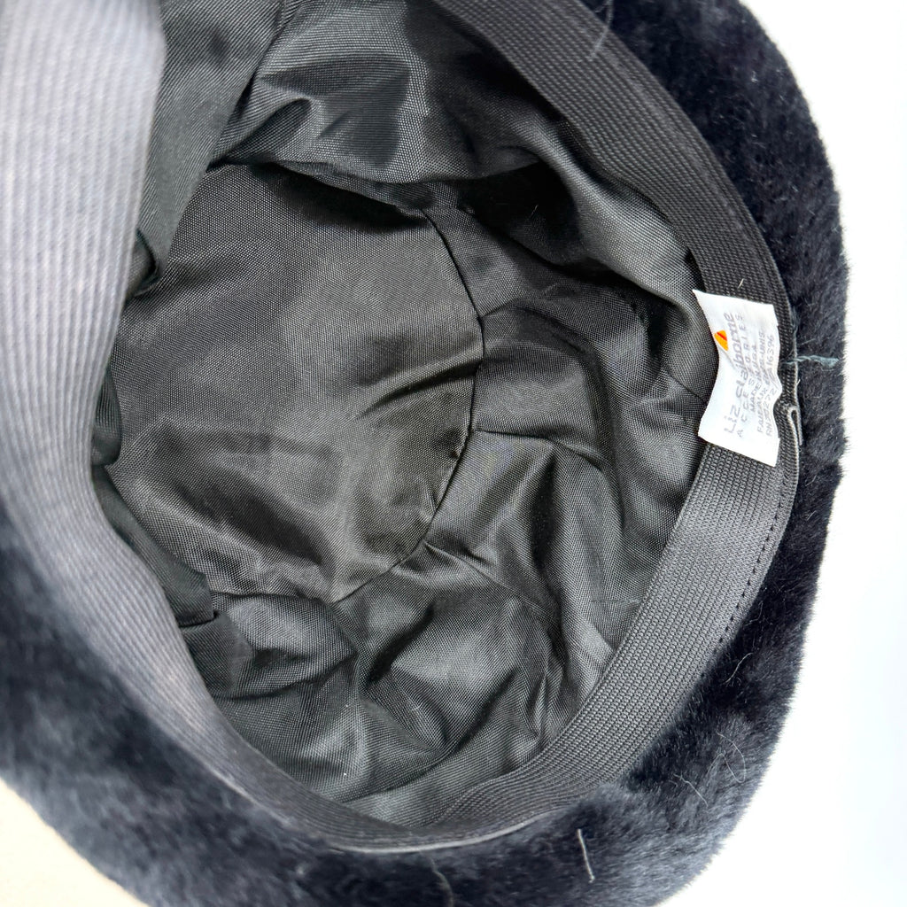 Vintage 90s Liz Claiborne Leopard Black Plush Cossack Hat