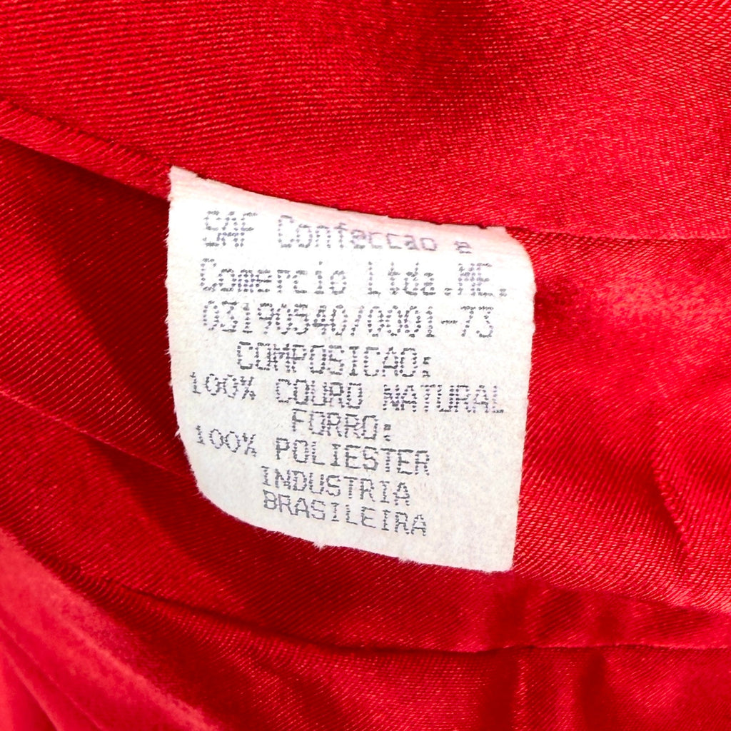 Vintage 90s Franco Ocaranza Red Genuine Leather Snap Collar Moto Jacket