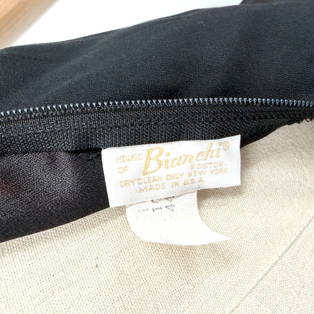 Vintage 80s House of Bianchi Black Bow Back Mermaid Evening Gown