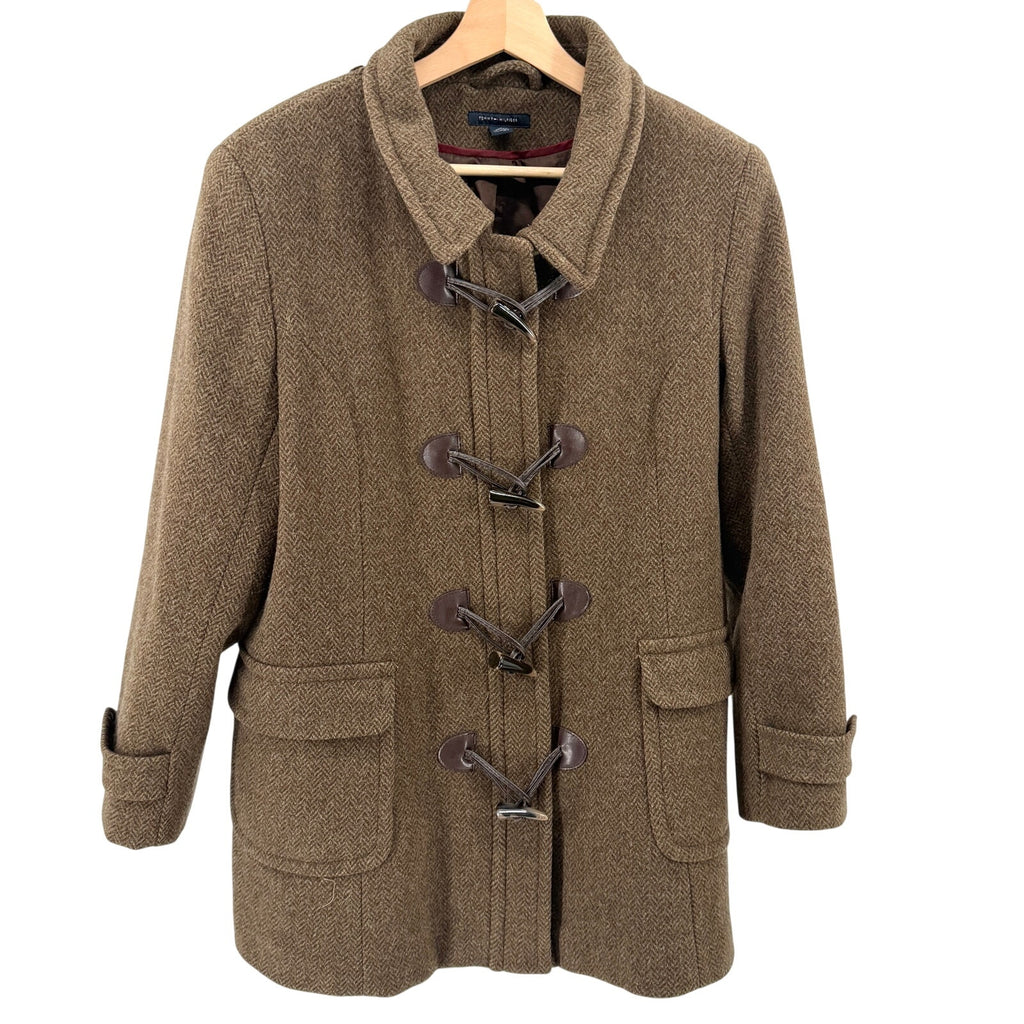 Tommy Hilfiger Brown 100% Wool Toggle Duffle Coat