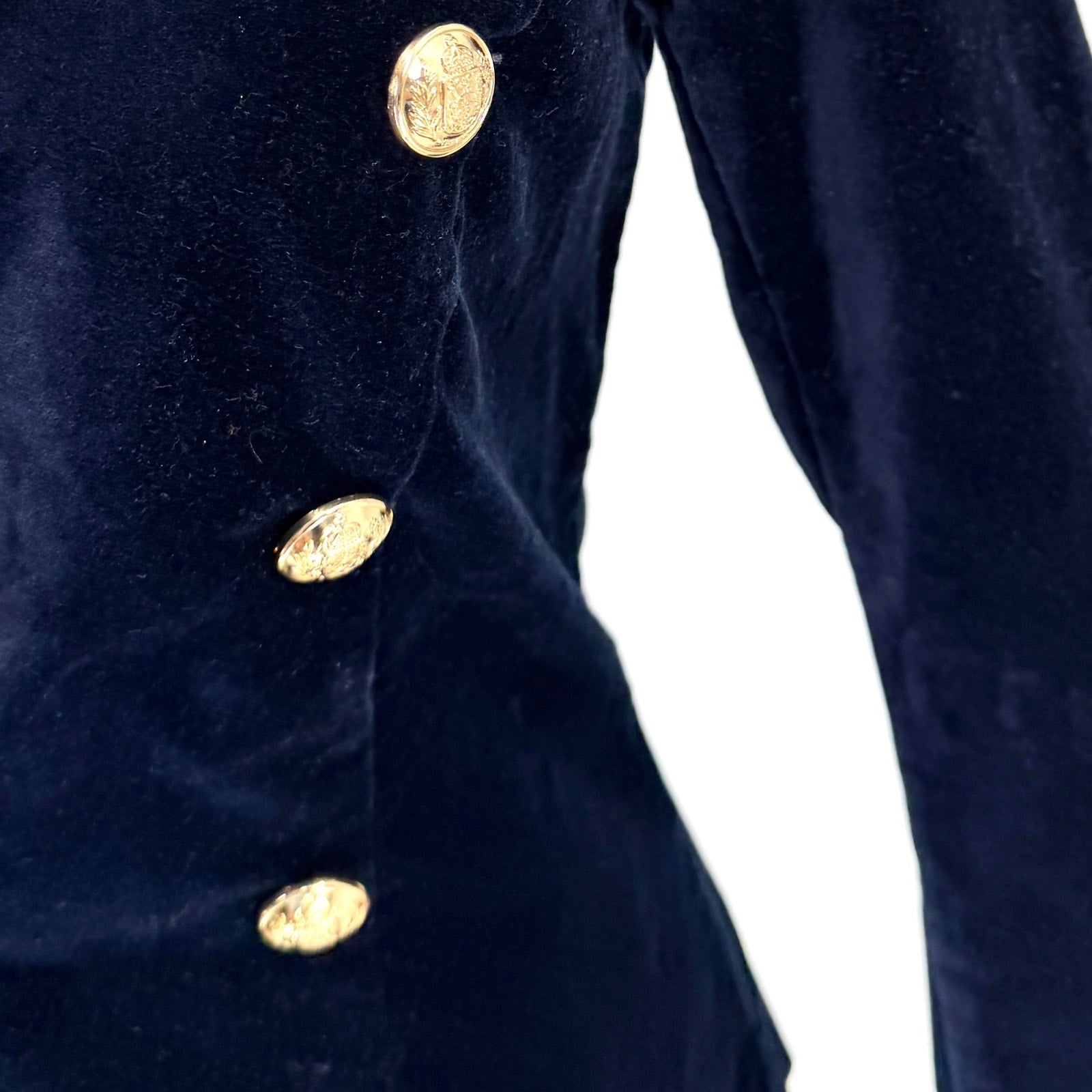 Aqua Midnight Blue Double Breasted Gold Button Blazer Jacket