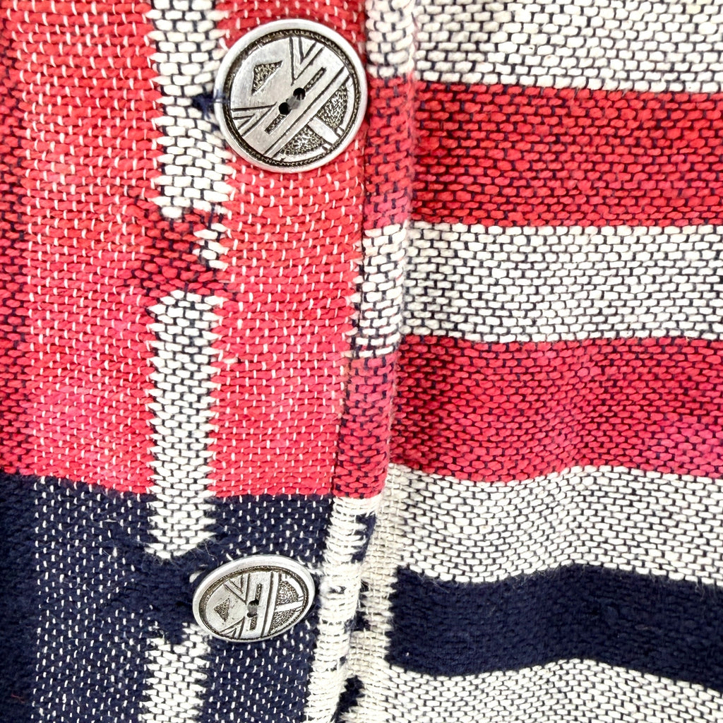 Vintage 90s New Identity Red White Blue 100% Cotton Blanket Cropped Jacket