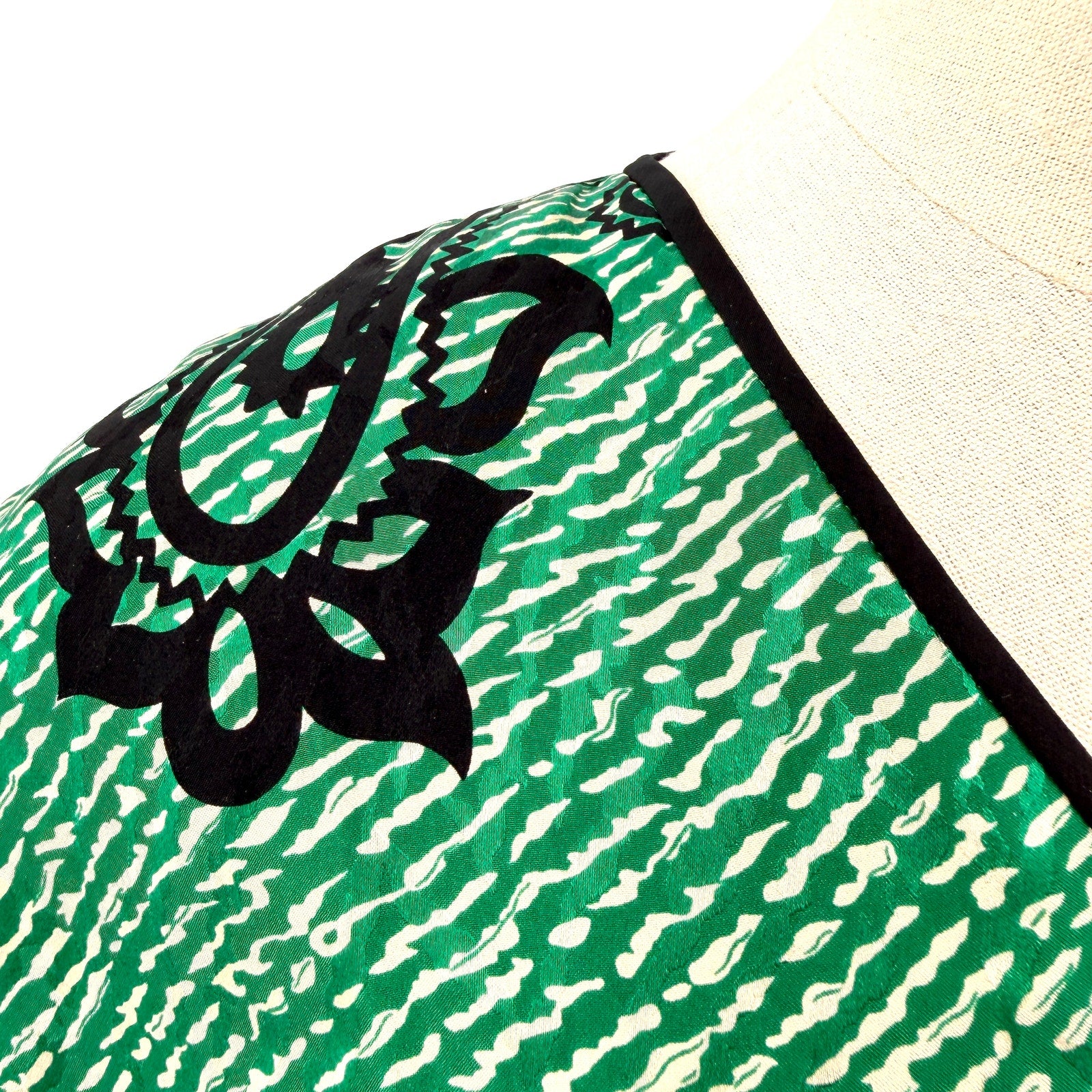 Vintage 80s Green Paisley Satin Custom Made Tribal Boho Skirt Set