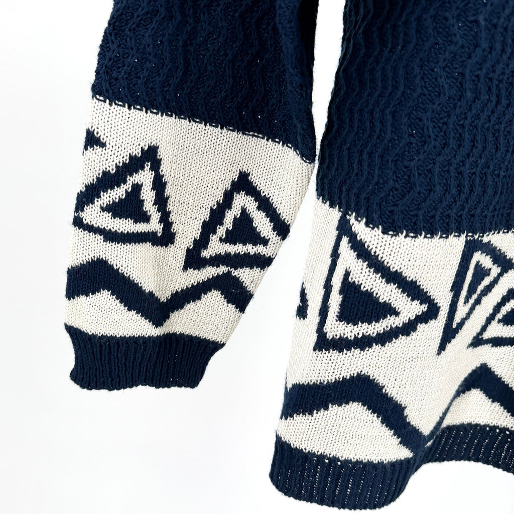 Vintage 90s Lady Hampshire Blue Geometric Polo Collar Sweater