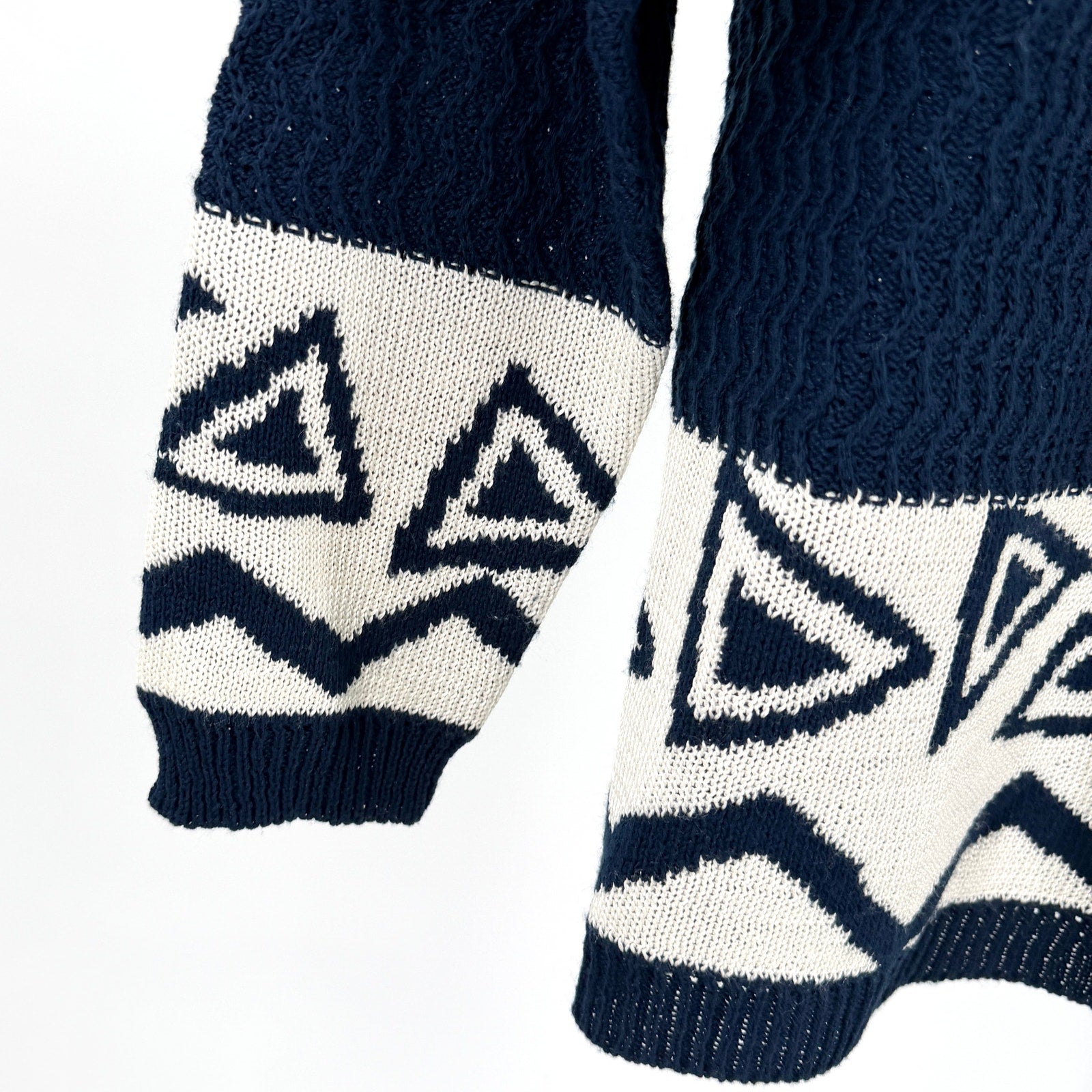 Vintage 90s Lady Hampshire Blue Geometric Polo Collar Sweater