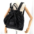 Vintage Y2K Bebe Sport Black Satin Logo Print Bungee Backpack