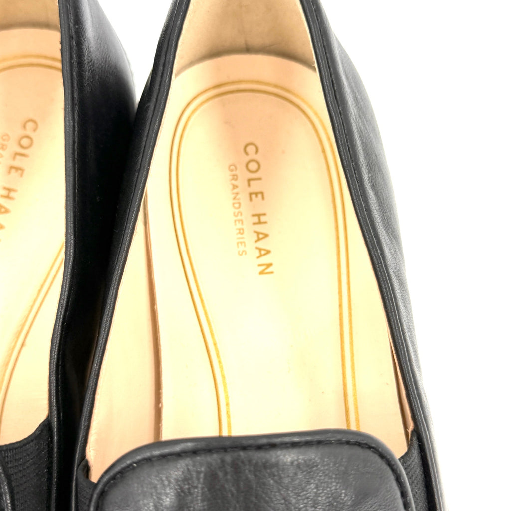 Cole Haan Grandseries Black Genuine Leather Cap Toe Slip-on Sneakers