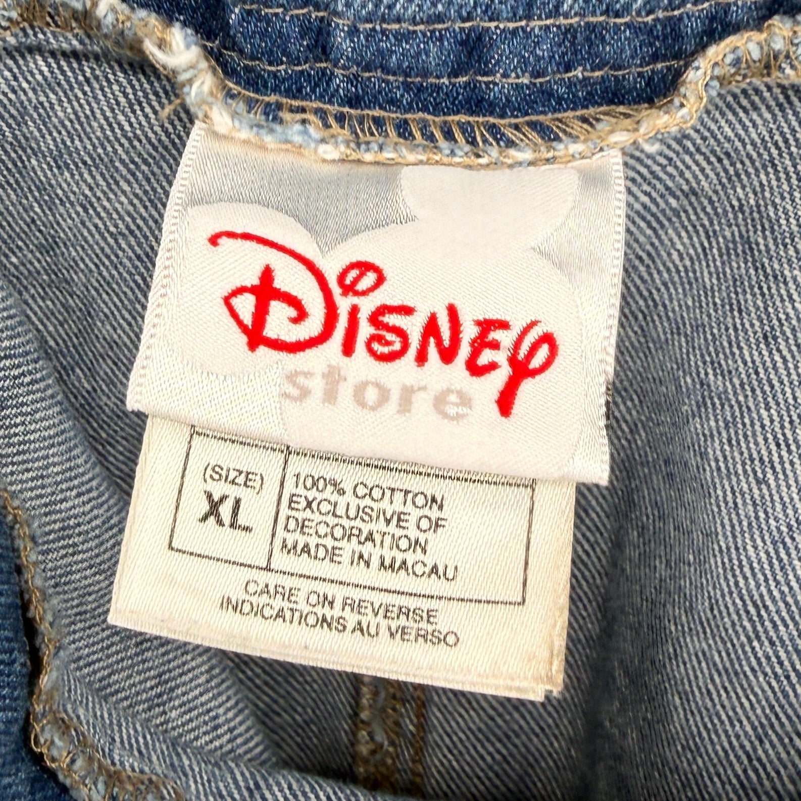 Vintage 90s Disney Store Denim Mickey Mouse Embroidered 100% Cotton Maxi Skirt