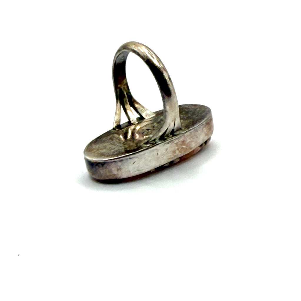 Vintage 90s Signed DMW Pink Sterling Silver Southwestern Statement Ring