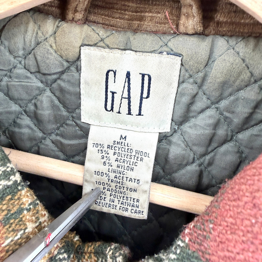 Vintage 90s Gap Brick Red Mustard Plaid Quilted Shacket