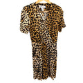 Vintage 80s Geoffrey Craig Leopard Print 100% Rayon Shoulder Pad Romper