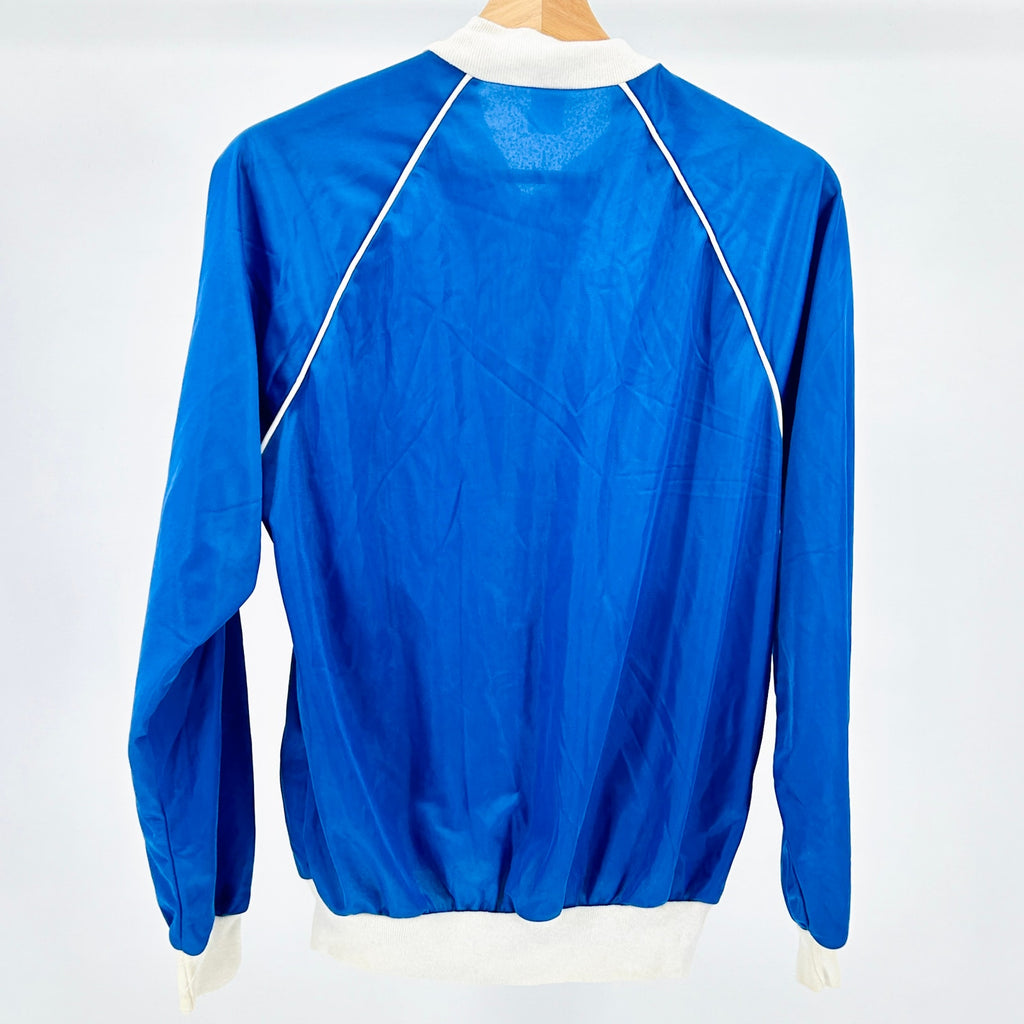 Vintage 80s Sasson Blue White Raglan Polyester Athletic Track Jacket