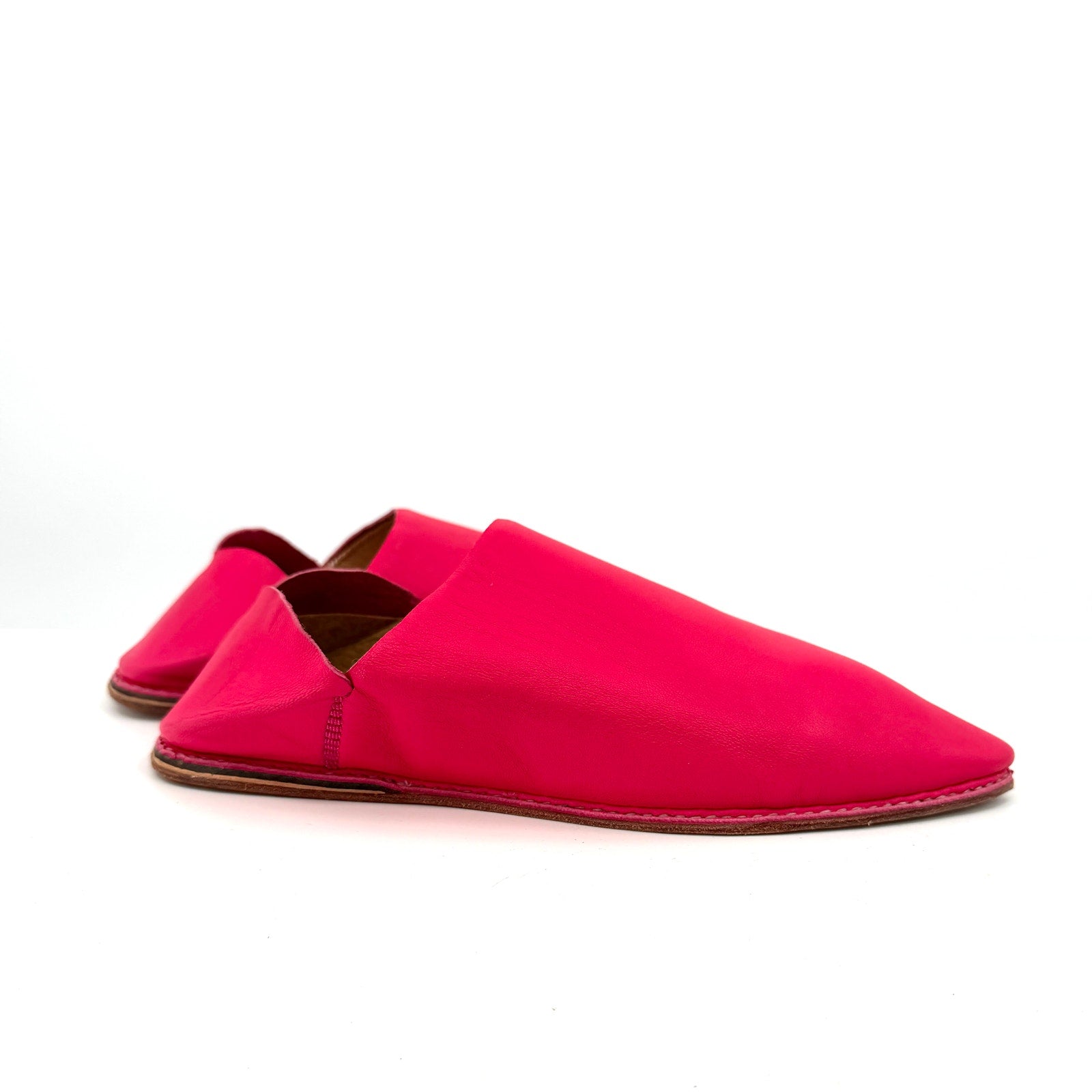 NEW Maroc Royal Asala Fes Hot Pink Genuine Leather Pointed Toe Babouche Mules