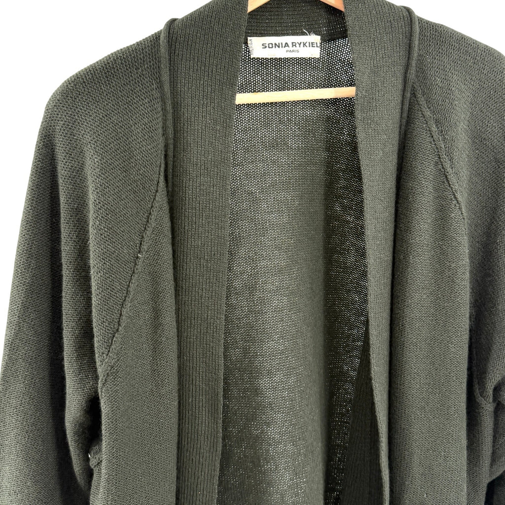 Sonia Rykiel Dark Forest Green 100% Wool Oversized Open Front Cardigan