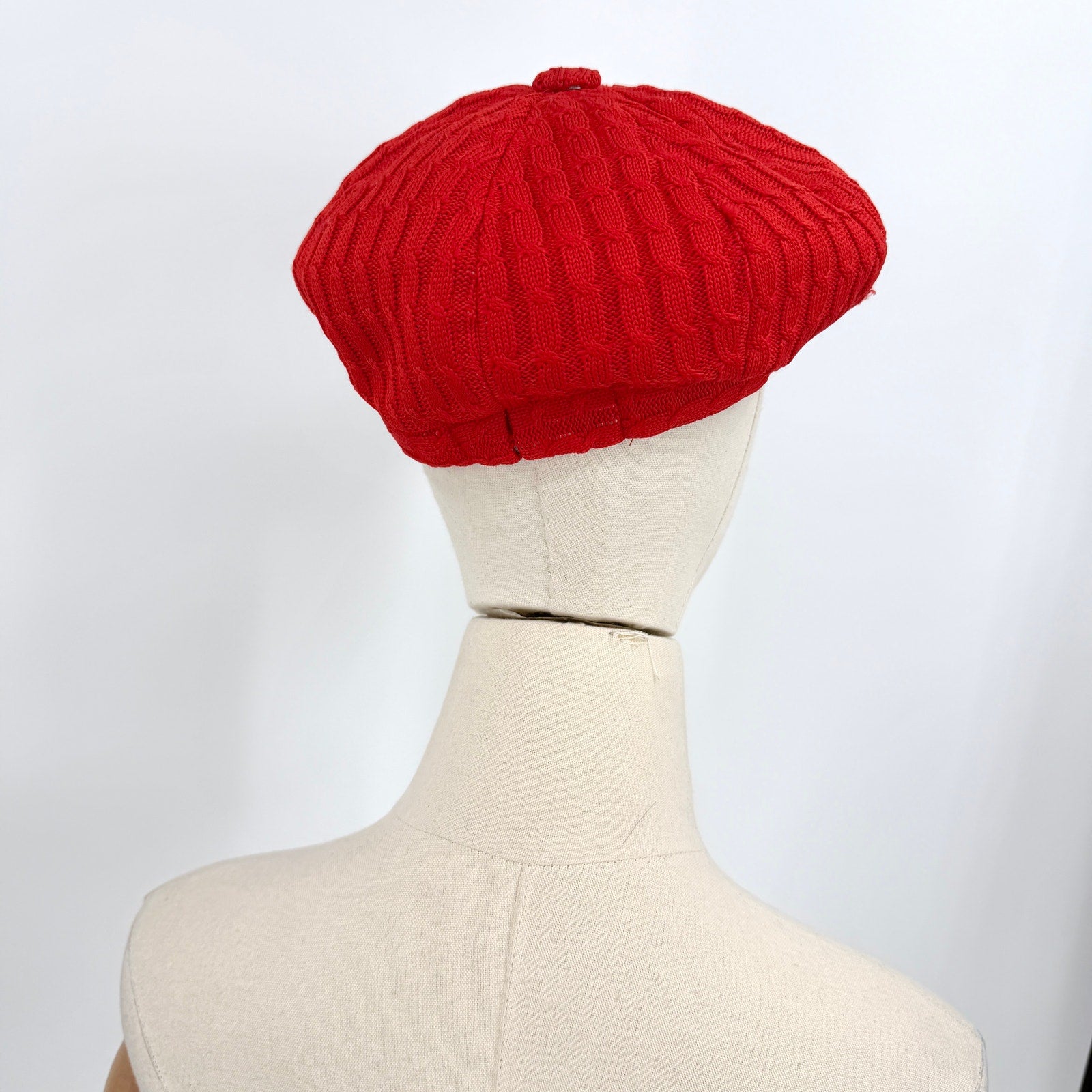 San Diego Hat Co. Retro Mod Red Cable Knit Newsboy Cap