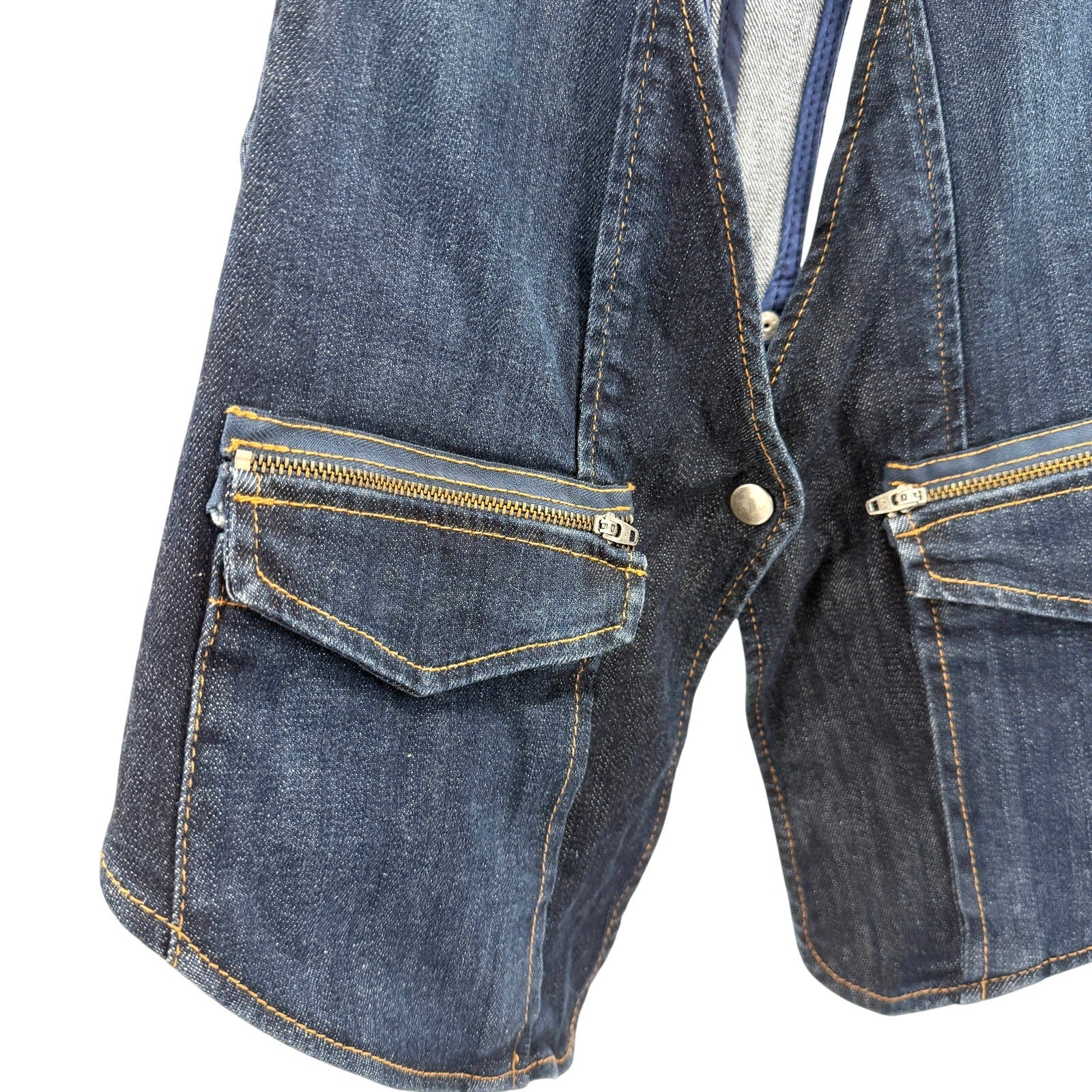 Lauren Vidal Blue Denim Zip Pocket Vest