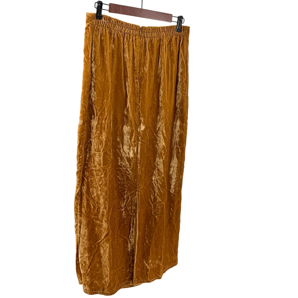 Vintage Y2K Double D Ranch Gold Crushed Velvet Elegant Western Maxi Skirt
