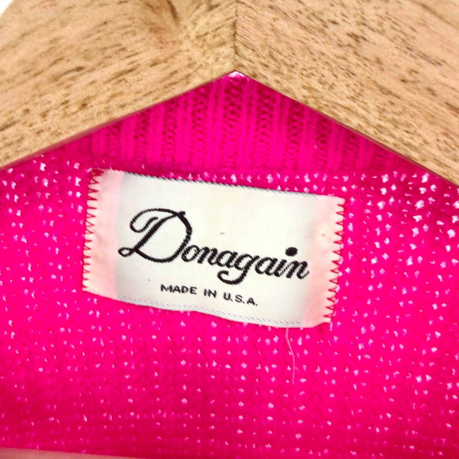 Vintage 80s Donagain Neon Pink Chunky Knit Crewneck Sweater