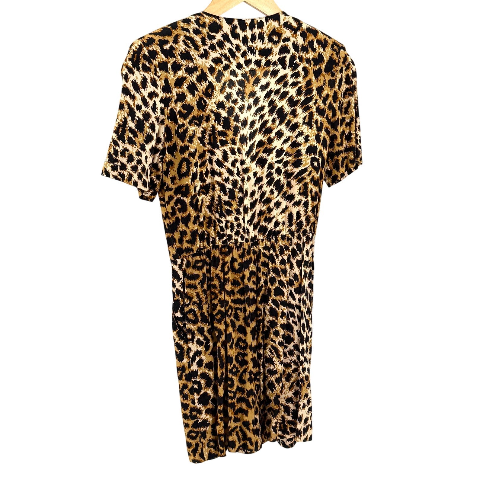 Vintage 80s Geoffrey Craig Leopard Print 100% Rayon Shoulder Pad Romper